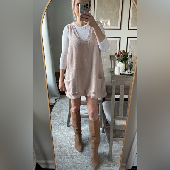 Cream Knit Sweater Sleeveless Vest Dress - Picture 12 of 13